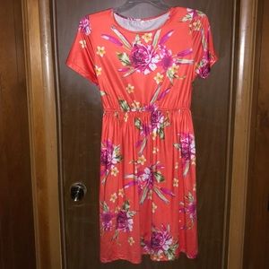 Short Sleeve Dark Peach Color Dress Size XL